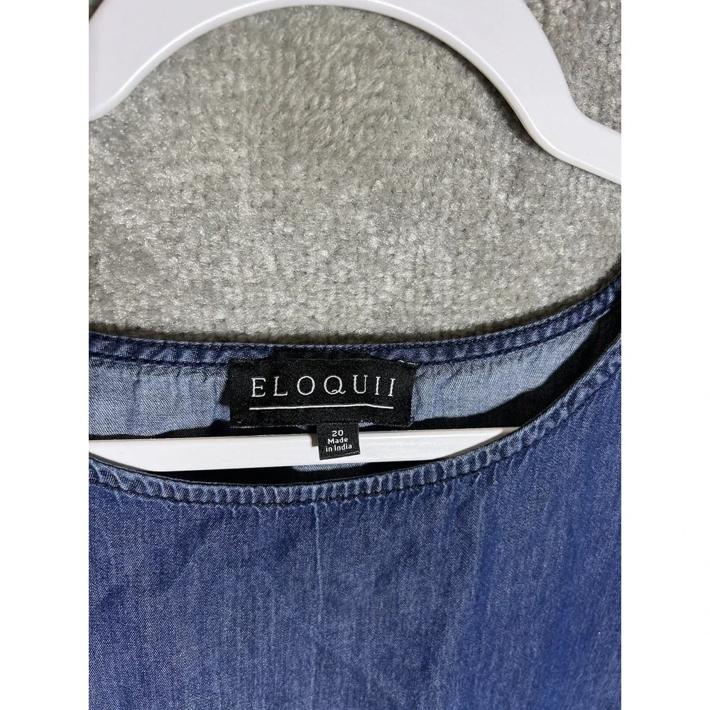 Eloquii Chambray Tunic Top Womens Size 20 Blue Sleeveless Asymmetrical Hem